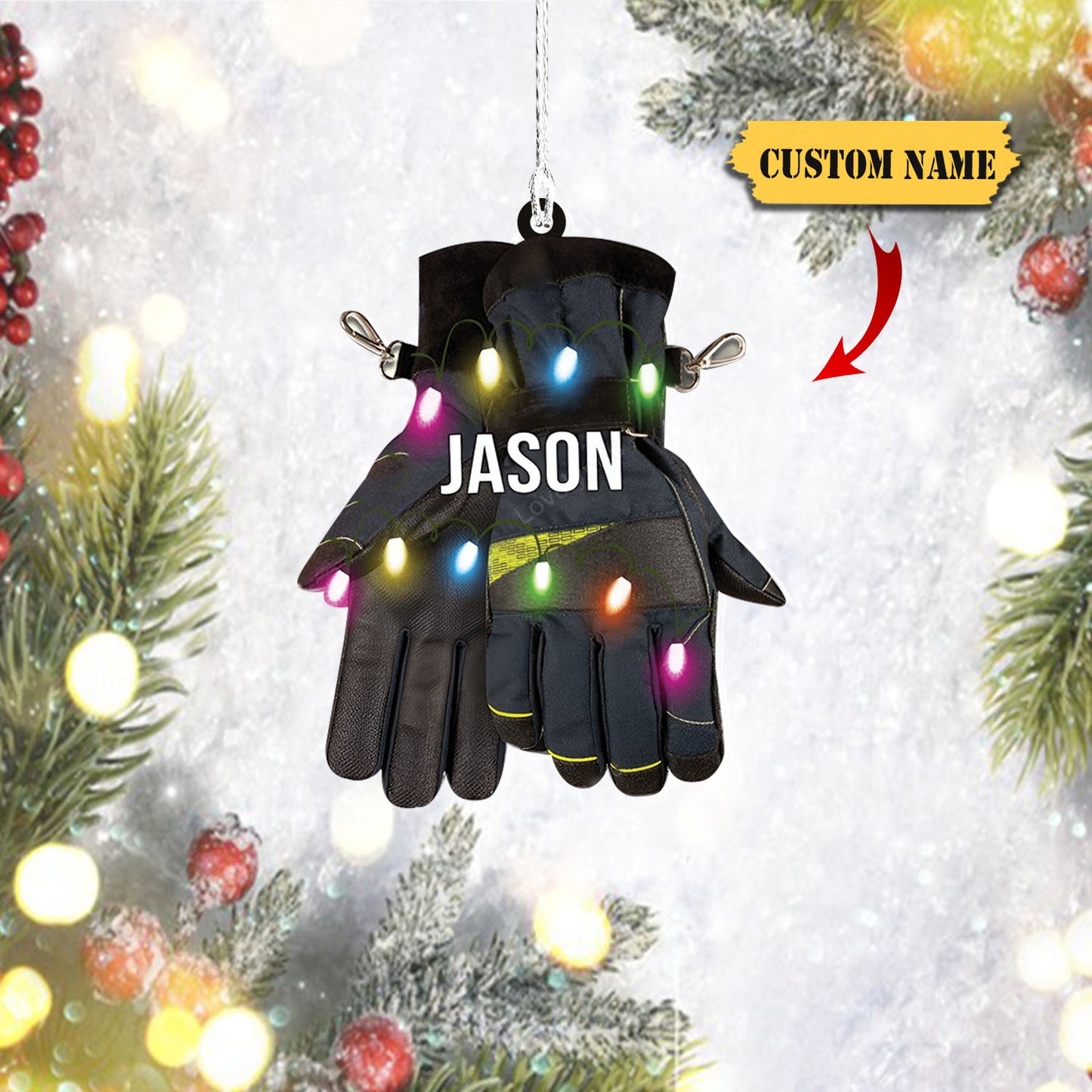 Ornáidí Backpack Uirlis Pearsanta Comhraiceoirí Dóiteáin, Bronntanas d'Fhir Daid Son, Ornáid Nollag