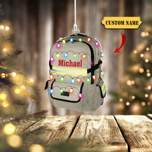 Personalized Firefighter Christmas Tool Backpack Ornaments, Gift for Men Dad Son