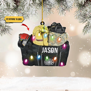 Personalized Firefighter Christmas Uniform Set Ornaments, Christmas Gift for Firefighter