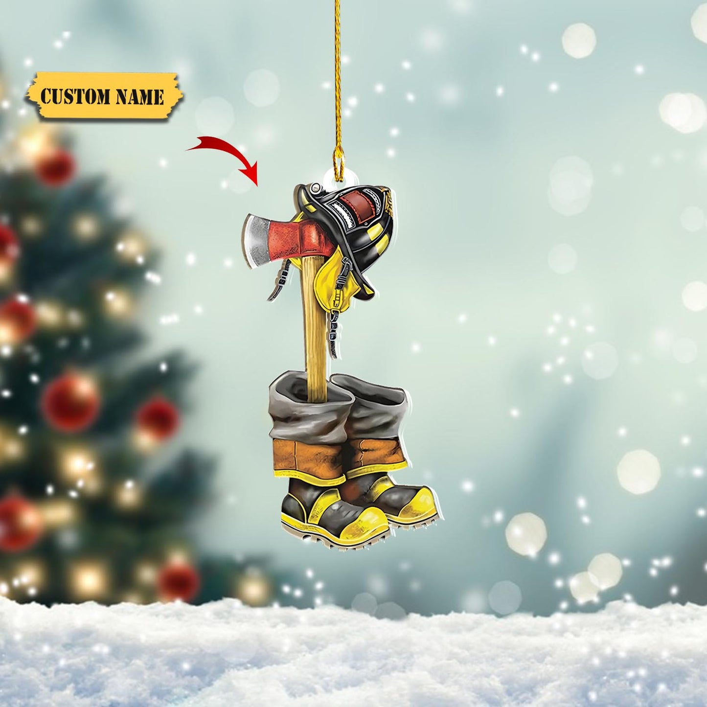 Ornáidí Tacair Éide Nollag Pearsanta Comhraiceoirí Dóiteáin, Bronntanas Nollag don Chomhraiceoir Dóiteáin, Ornáid Do Bhronntanas