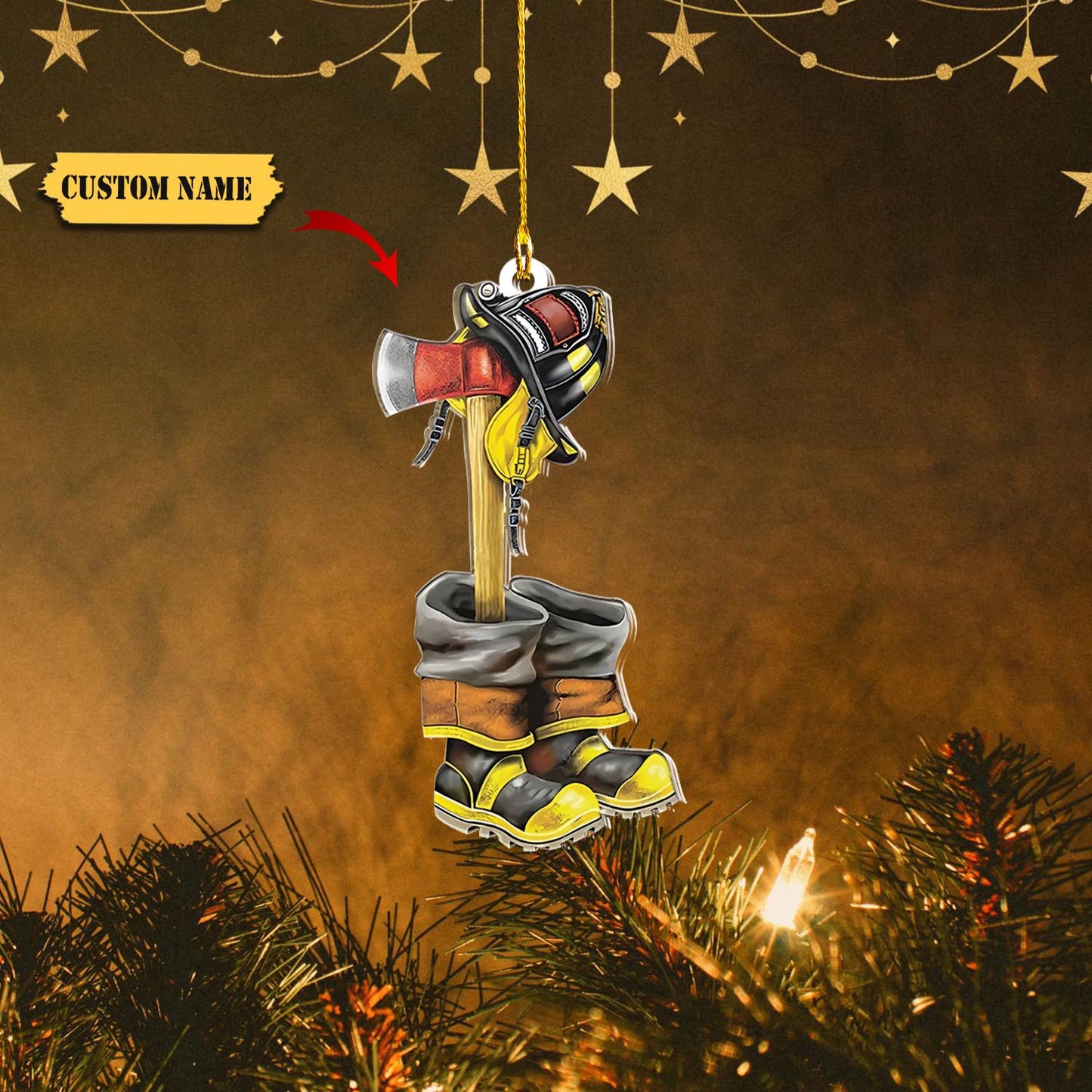 Ornáidí Tacair Éide Nollag Pearsanta Comhraiceoirí Dóiteáin, Bronntanas Nollag don Chomhraiceoir Dóiteáin, Ornáid Do Bhronntanas