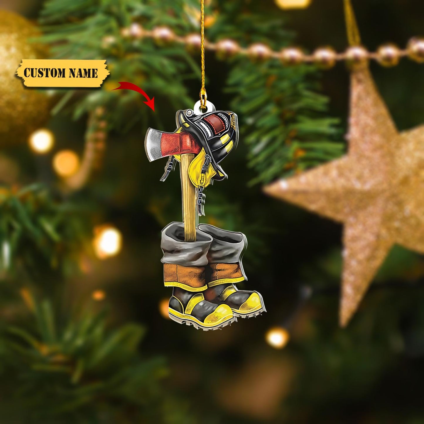 Ornáidí Tacair Éide Nollag Pearsanta Comhraiceoirí Dóiteáin, Bronntanas Nollag don Chomhraiceoir Dóiteáin, Ornáid Do Bhronntanas