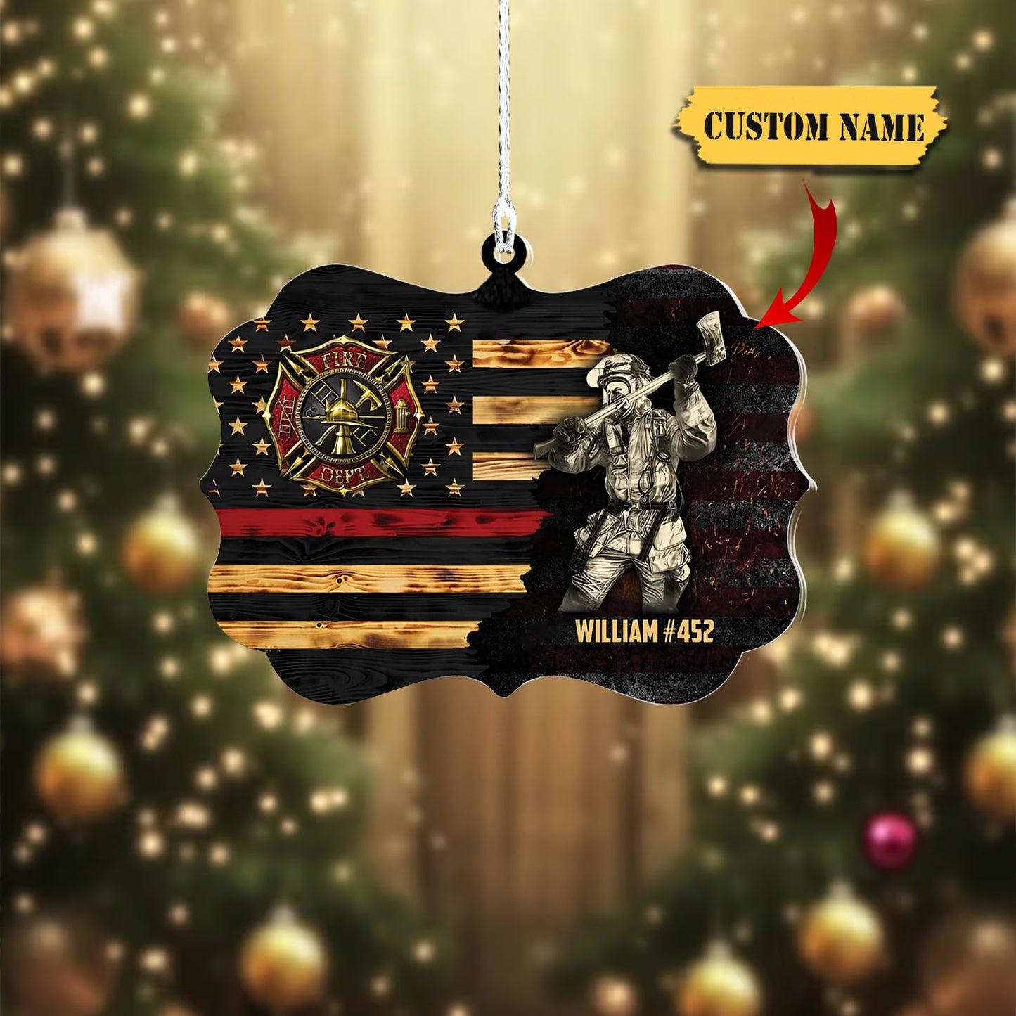 Personalized Firefighter Custom shape Ornament, Firefighter acrylic ornament, Gifts For Fireman On Duty Ornament, Ornament Dad