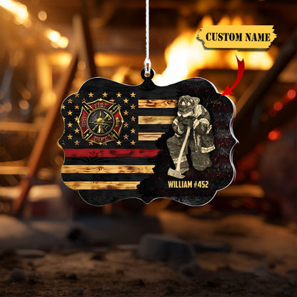 Personalized Firefighter Custom shape Ornament, Firefighter acrylic ornament, Gifts For Fireman On Duty Ornament, Ornament For Dad