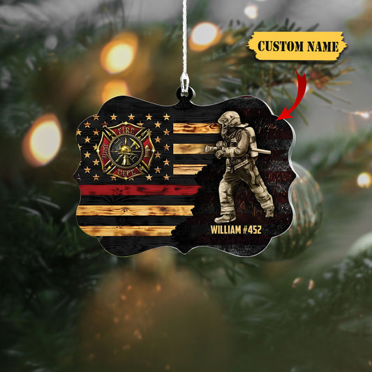 Personalized Firefighter Custom Name Ornament, Firefighter acrylic ornament, Gifts For Fireman On Duty Ornament, Ornament For Dad