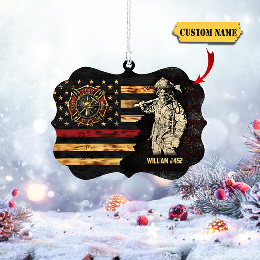 Personalized Firefighter Custom Name Ornament, Firefighter acrylic ornament, Gifts For Fireman On Duty Ornament, Ornament Dad