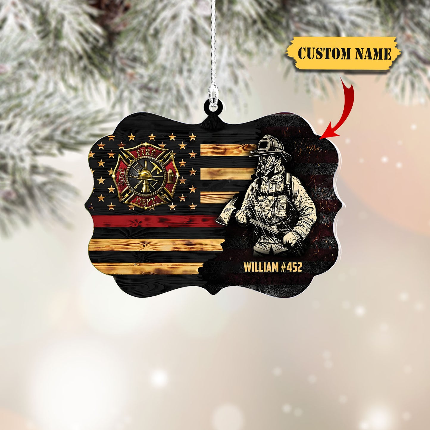 Personalized Firefighter Custom Name Ornament, Firefighter acrylic ornament, Gifts For Fireman On Duty Ornament, Ornament For Him