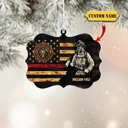 Personalized Firefighter Custom Name Ornament, Firefighter acrylic ornament, Gifts For Fireman On Duty Ornament, Ornament For Him