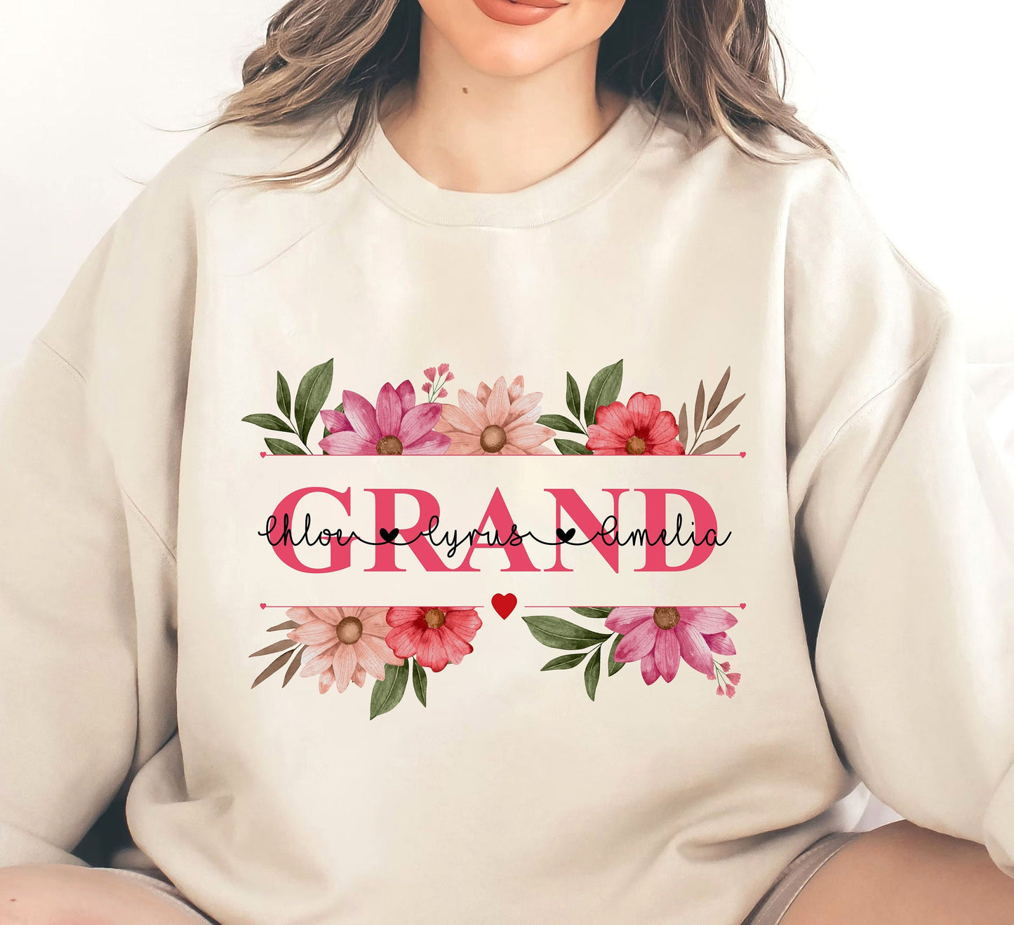 Personalized Garden Grand Shirt With Kids Names, Custom Flower Momma Sweatshirt, Garden Floral Mom Shirt, Gift For Mother Day, Nana MiMi Tee