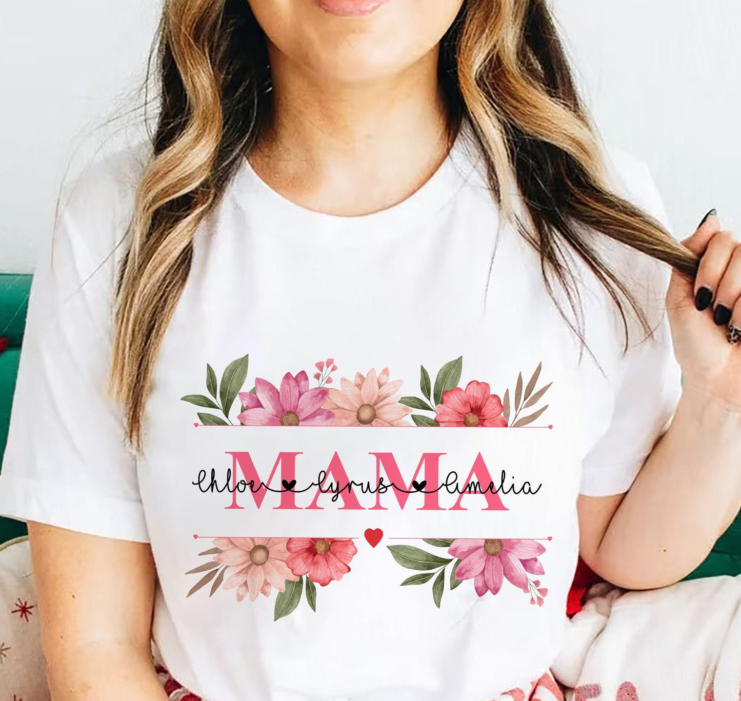 Personalized Garden Mama Shirt With Kids Names, Custom Flower Momma Sweatshirt, Garden Floral Mom Shirt, Gift For Mother Day, Nana MiMi Tees