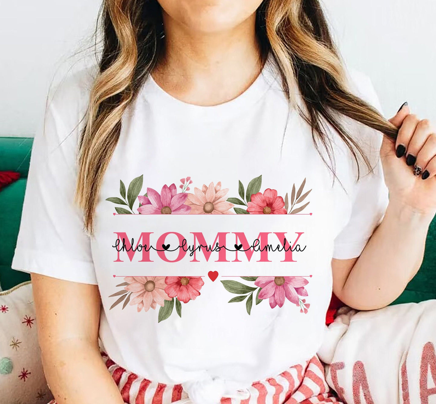 Personalized Garden Mommy Shirt With Kid Names, Custom Flower Momma Sweatshirt, Garden Floral Mom Shirt, Gift For Mother Day, Nana MiMi Tees