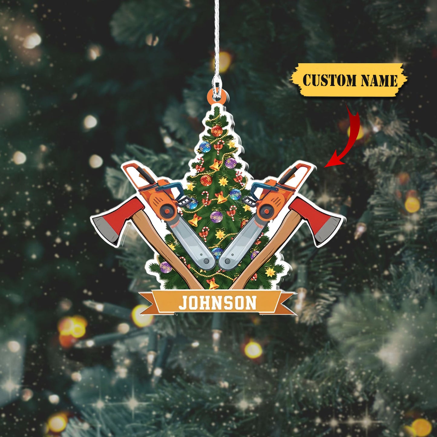 Logálaí Pearsanta Ornáide Aicrileach Múnlaithe Saincheaptha Nollag do Logálaithe, Ornáid Dó