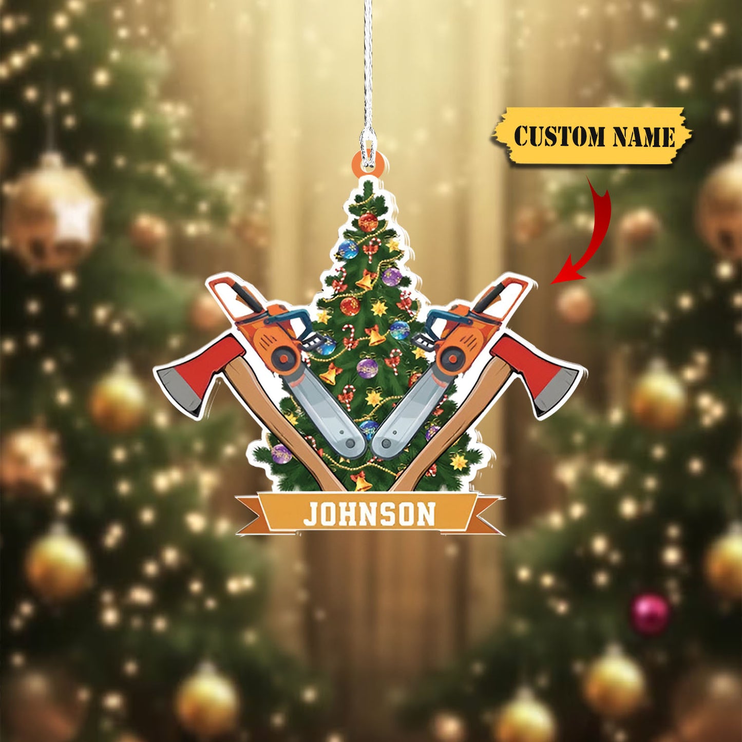 Logálaí Pearsanta Ornáide Aicrileach Múnlaithe Saincheaptha Nollag do Logálaithe, Ornáid Dó