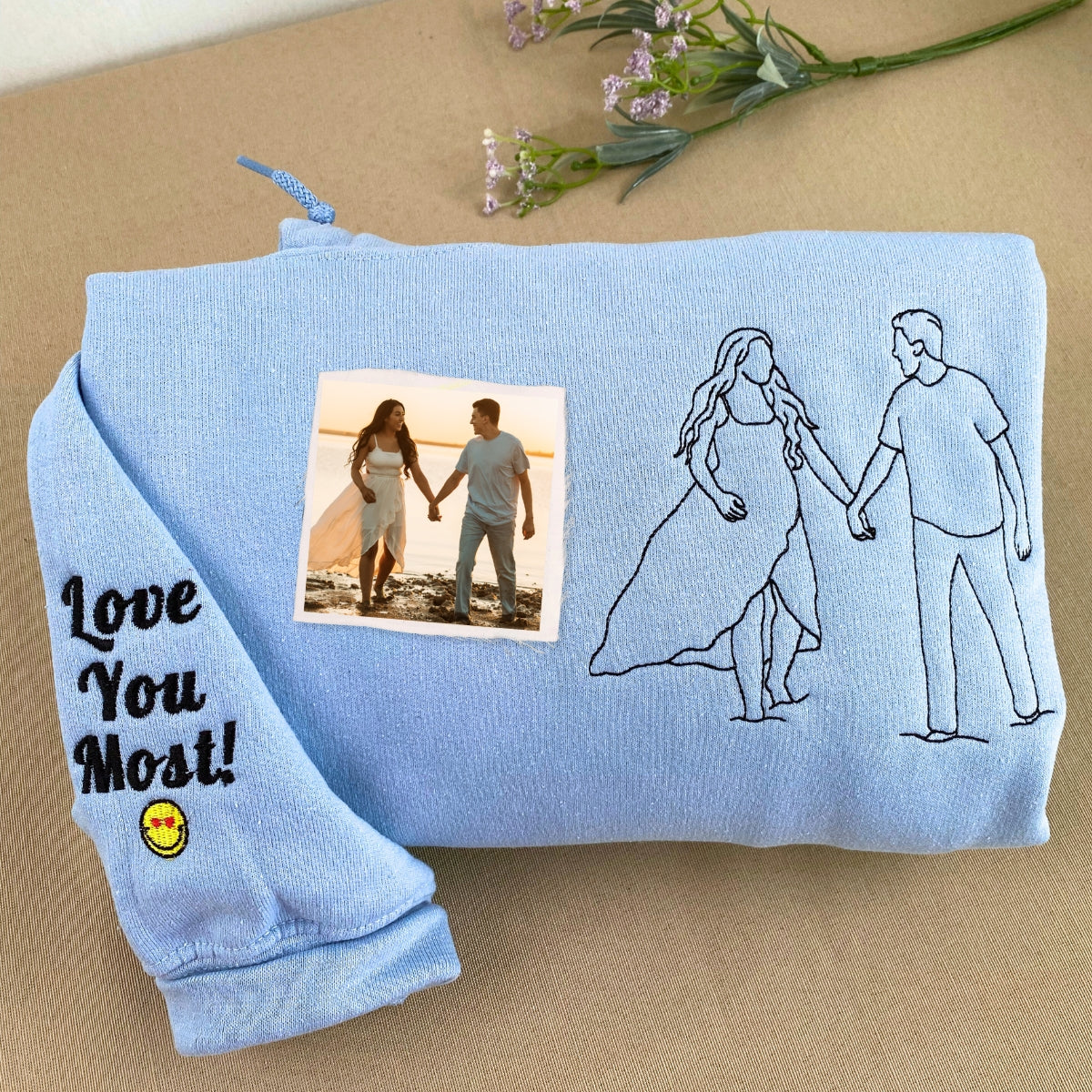 Personalized Anniversary Gifts for Couples, Custom Embroidered Sweatshirt  Hoodie Matching Wedding 1 - 50 Year