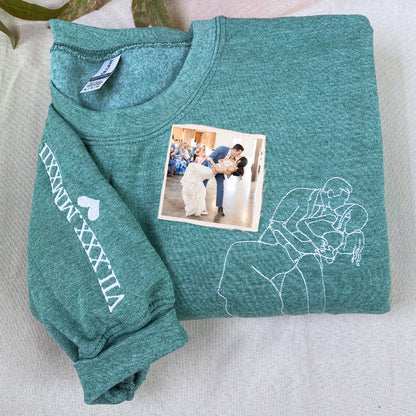 Personalized Christmas Gift For Family with Embroidered Family Portrait Photo Sweatshirt or Hoodie