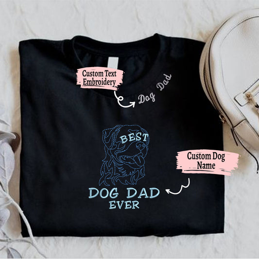 Personalized Best Australian Shepherd Dog Dad Ever Embroidered Collar Shirt, Custom Shirt with Dog Name