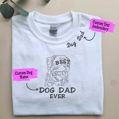 Personalized Best Australian Shepherd Dog Dad Ever Embroidered Collar Shirt, Custom Shirt with Dog Name