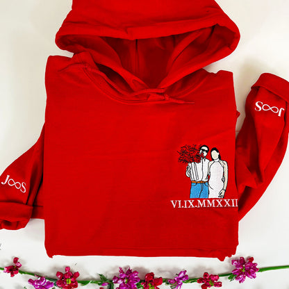 Personalized Best Friend Sweatshirt, Custom Embroidered Portrait Photo Sweatshirt, Hoodie