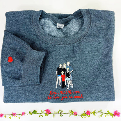 Personalized Best Friend Sweatshirt, Custom Embroidered Portrait Photo Sweatshirt, Hoodie