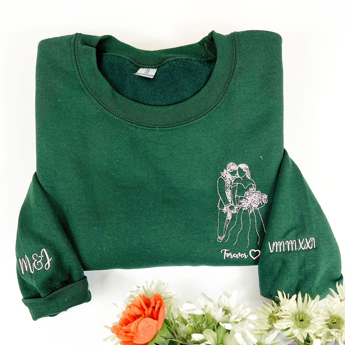 Personalized Best Friend Sweatshirt, Custom Embroidered Portrait Photo Sweatshirt, Hoodie