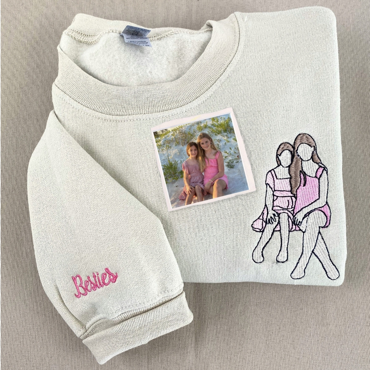 Personalized Best Friend Sweatshirt, Custom Embroidered Portrait Photo Sweatshirt, Hoodie