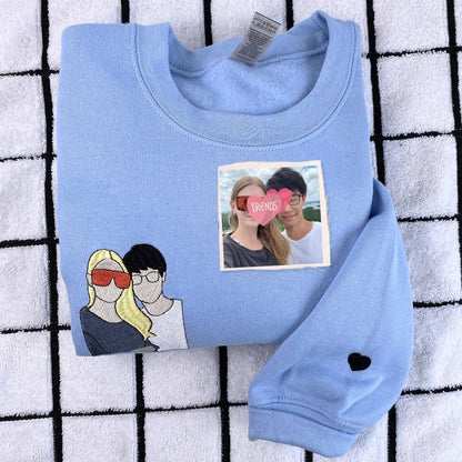 Personalized Best Friend Sweatshirt, Custom Embroidered Portrait Photo Sweatshirt, Hoodie
