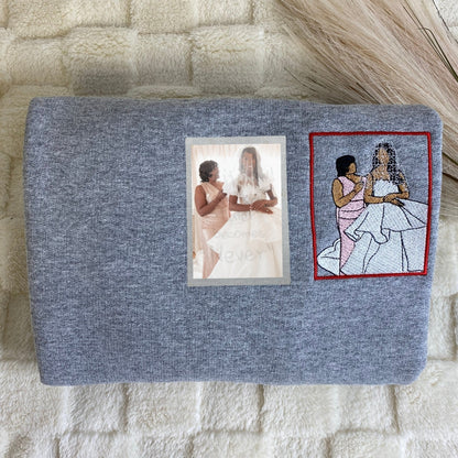Personalized Best Friend Sweatshirt, Custom Embroidered Portrait Photo Sweatshirt, Hoodie