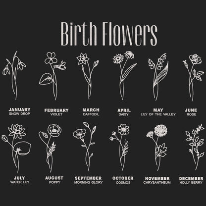 Personalized Birth Flower Mom Sweatshirt or Hoodie - Embroidered