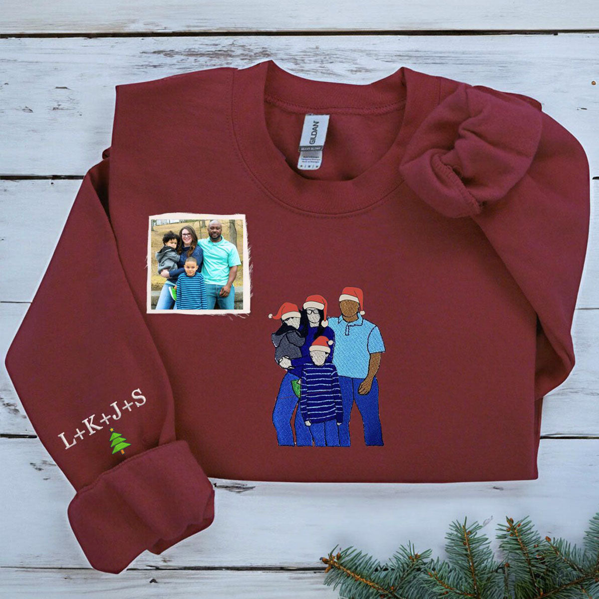 Personalized Anniversary Photo Gift for Couple with Embroidered Photo Portrait Sweatshirt or Hoodie
