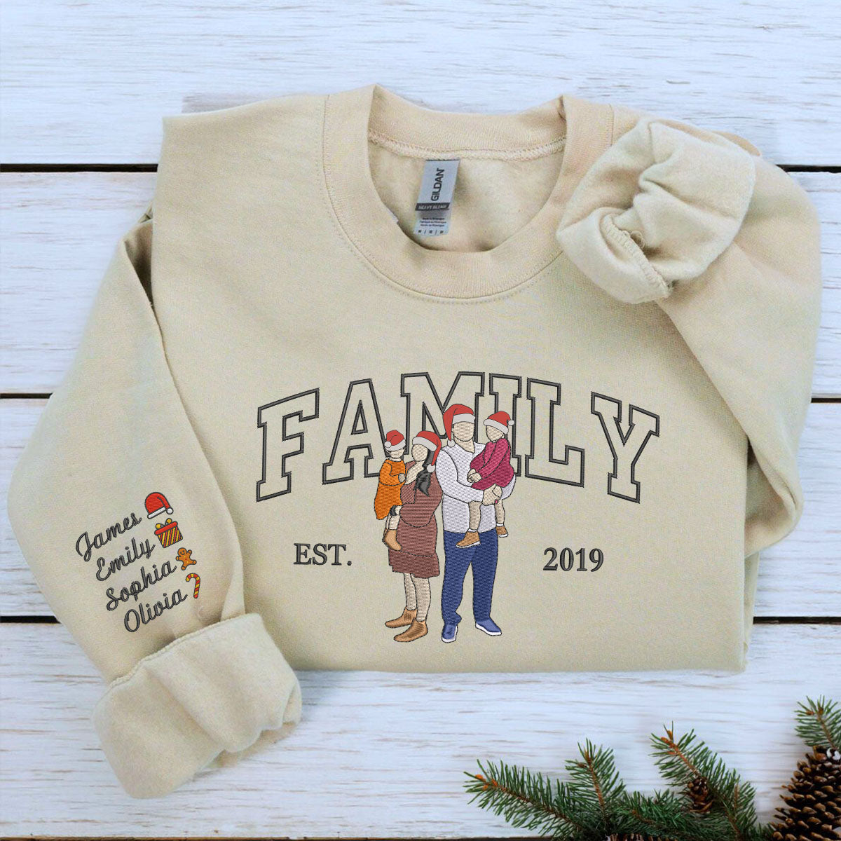 Personalized Anniversary Photo Gift for Couple with Embroidered Photo Portrait Sweatshirt or Hoodie