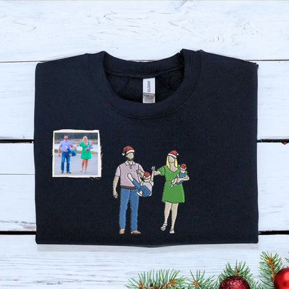 Personalized Anniversary Photo Gift for Couple with Embroidered Photo Portrait Sweatshirt or Hoodie