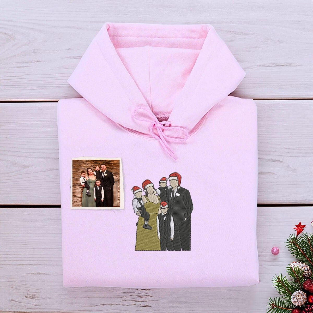 Personalized Anniversary Photo Gift for Couple with Embroidered Photo Portrait Sweatshirt or Hoodie