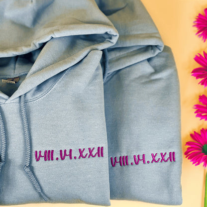 Personalized Date Hoodie Anniversary Year Embroidered Matching Wedding Anniversary Gifts