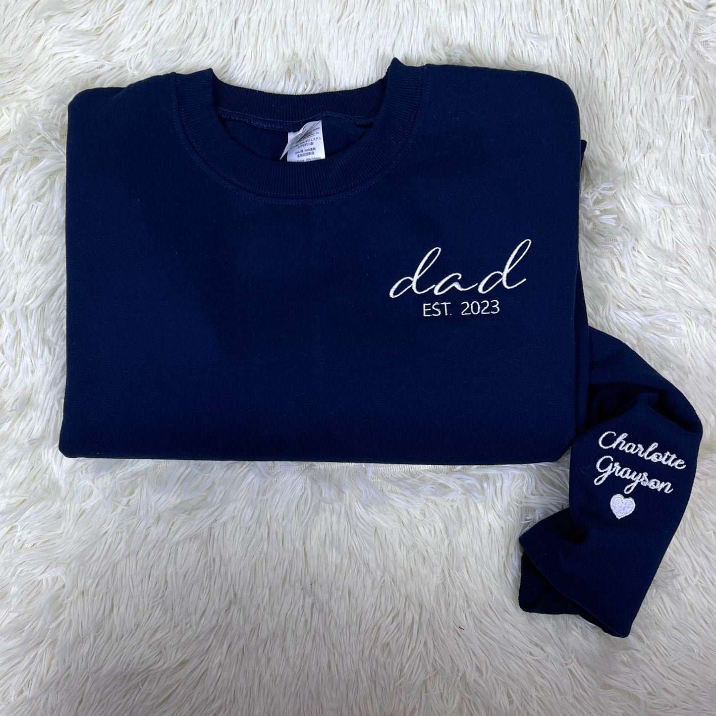Personalized Fathers Day Hoodies or Sweatshirt with Embroidered Est 2023 2024 Any Year