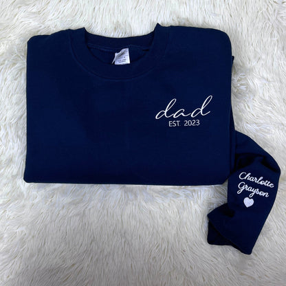 Personalized Fathers Day Hoodies or Sweatshirt with Embroidered Est 2023 2024 Any Year