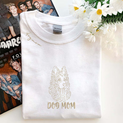 Personalized German Shepherd Dog Mom Embroidered Collar Shirt