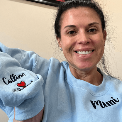 Personalized Gift for Momma with Embroidered Sweatshirt or Hoodie, Kids Names on Sleeve