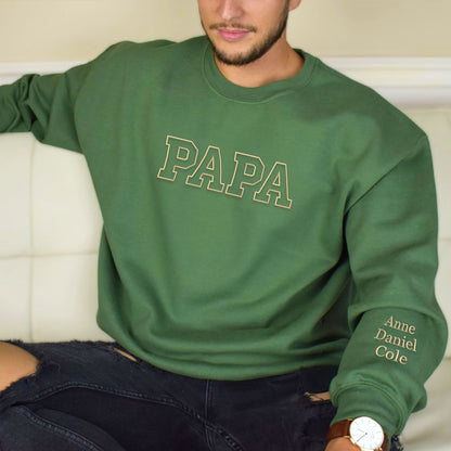 Personalized Gift for Papa with Embroidered Est Year Sweatshirt or Hoodie