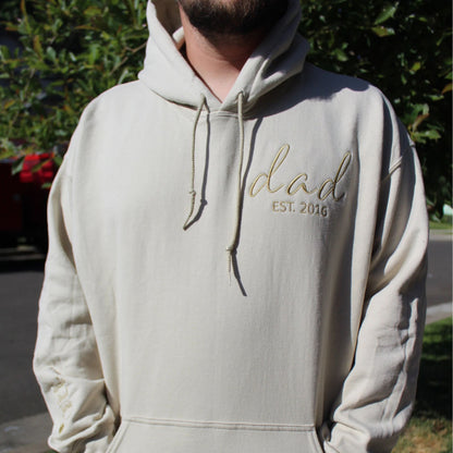 Personalized Gift for Papa with Embroidered Est Year Sweatshirt or Hoodie