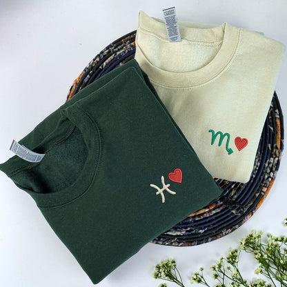 Personalized Gifts for Astrology Lovers with Embroidered Zodiac Sign Sweatshirt or Hoodie