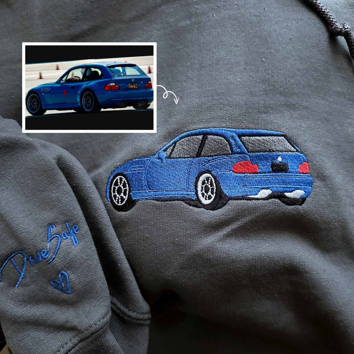 Personalized Gifts for Car Lovers Sweatshirt  Hoodie Embroidered from Your Photo