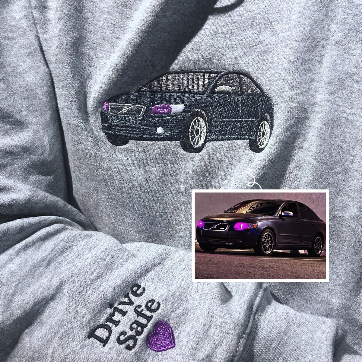 Personalized Gifts for Car Lovers Sweatshirt  Hoodie Embroidered from Your Photo