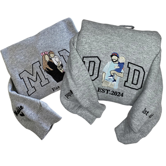 Personalized Gifts for Mom and Dad, Embroidered Photo Sweatshirt  Hoodie