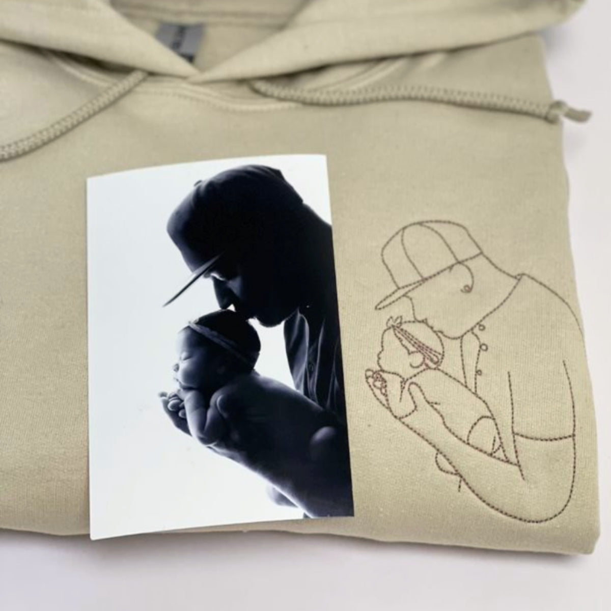 Personalized Photo Unique Gift for Dad Embroidered Crewneck Sweatshirt, Hoodie