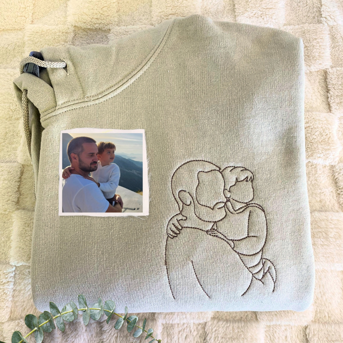 Personalized Photo Unique Gift for Dad Embroidered Crewneck Sweatshirt, Hoodie