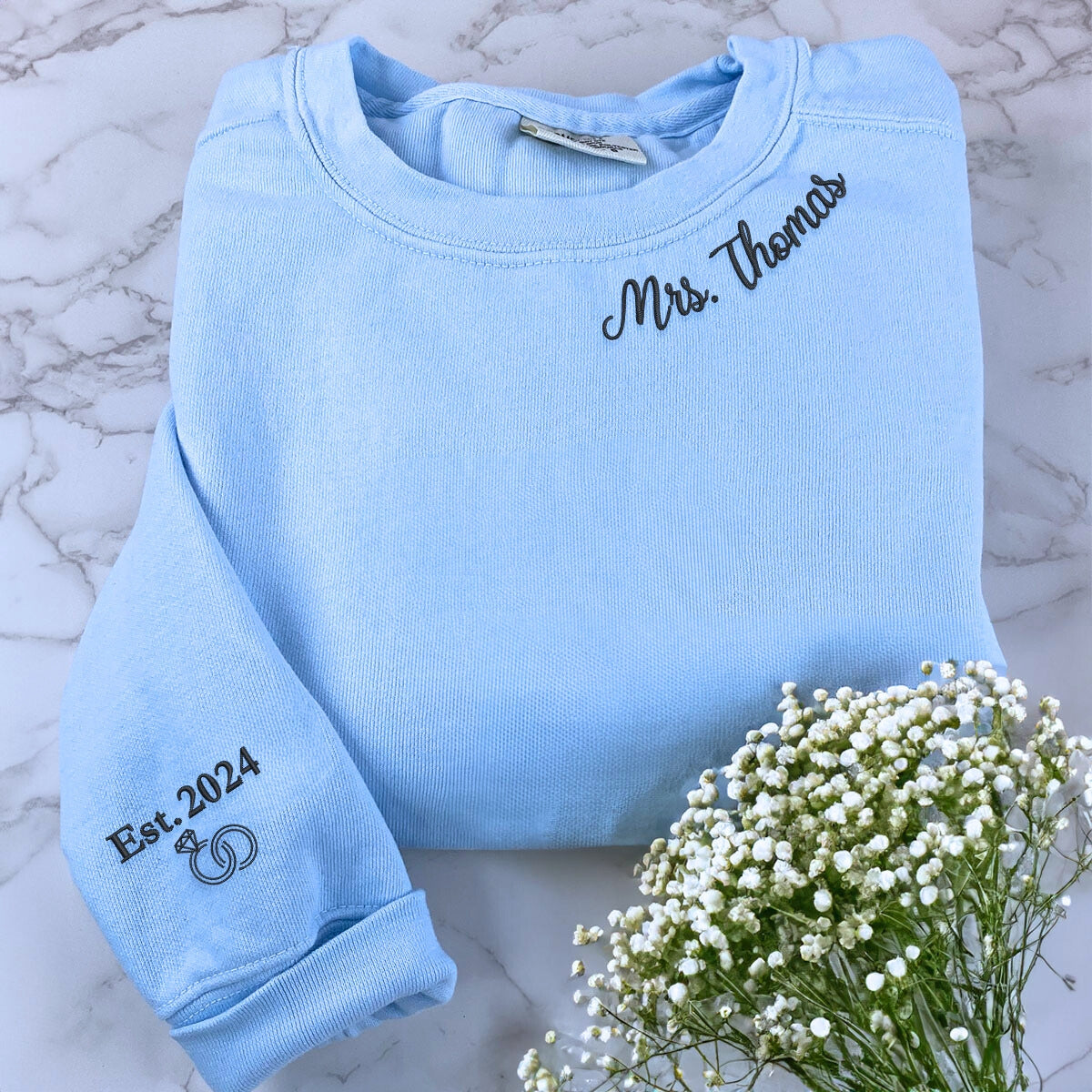 Personalized Unique Bridal Shower Gift for Coworker with Future MRS Sweatshirt Embroidered