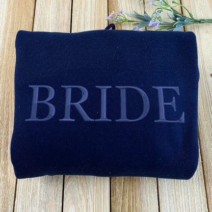 Personalized Unique Bridal Shower Gift for Granddaughter with Bride Sweatshirt Embroidered, Text Heart on Sleeve