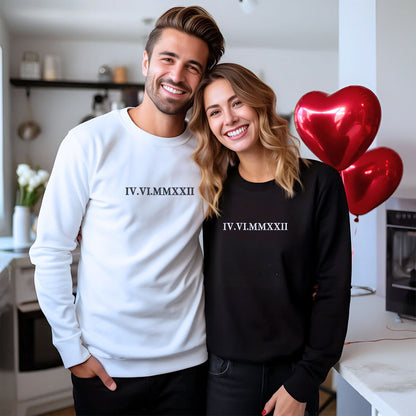 Personalized Unique Gift for Couple with Embroidered Roman Numerals Sweatshirt or Hoodie