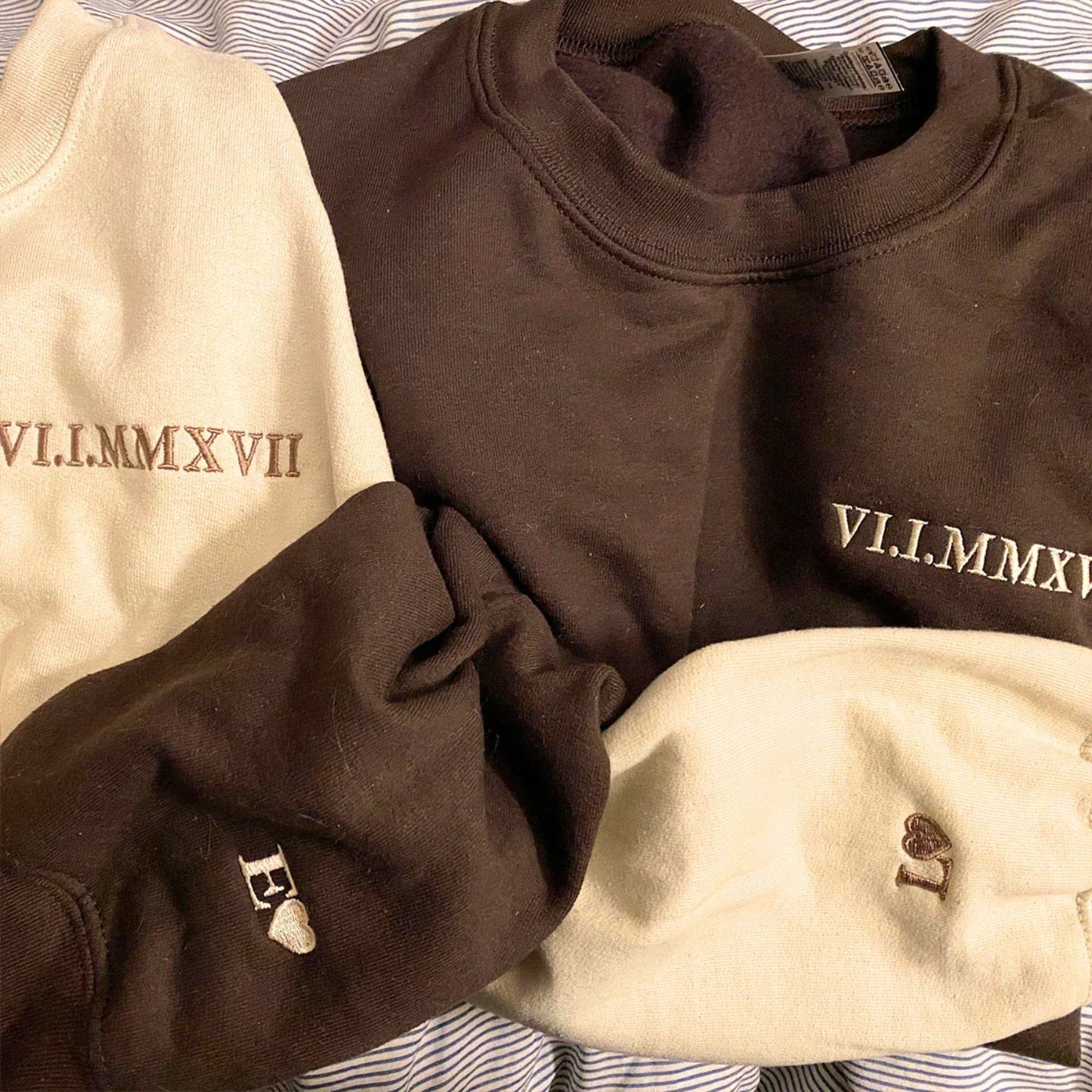 Personalized Unique Gift for Couple with Embroidered Roman Numerals Sweatshirt or Hoodie