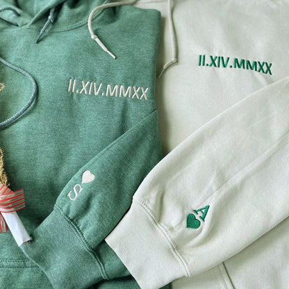 Personalized Wedding Anniversary Gift with Embroidered Roman Numerals Sweatshirt or Hoodie